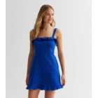Bright Blue Cheesecloth Strappy Mini Dress