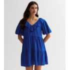 Bright Blue Frill Tiered Mini Dress