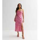 Petite Pink Spot Strappy Midi Slip Dress