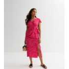 Petite Pink Tiger Print Midi Wrap Dress