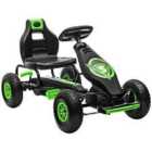 Homcom Children Green Pedal Go Kart W/ Adjustable Seat Rubber Wheels Brake