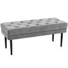HOMCOM Bench Button Tufted Seat Grey Washed WoodEffect Frame