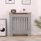 Home Source York Small Radiator Cover Dark Grey with Oak Effect Top