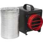 Industrial Fan Heater with 6m Ducting - 2 Kilowatt - Thermostat Control