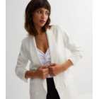 Cameo Rose White Ruched Sleeve Blazer