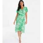QUIZ Green Floral Wrap Midi Dress