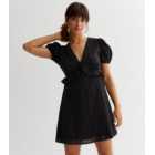 Black Cotton Broderie Frill Mini Dress