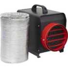 Industrial Fan Heater with 6m Ducting - 5 Kilowatt - Thermostat Control