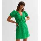 Green Cotton Broderie Frill Mini Dress