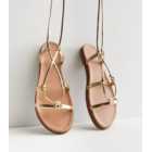 Gold Tie Strap Footbed Sandals