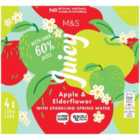 M&S Juicy Sparkling Apple & Elderflower Water 4 x 330ml