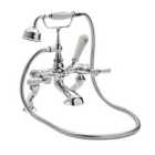 Hudson Reed White Topaz With Lever Deck Mounted Bath Shower Mixer - Chrome / White