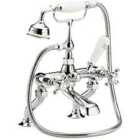 Hudson Reed White Topaz With Crosshead Deck Mounted Bath Shower Mixer - Chrome / White