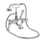 Hudson Reed White Topaz With Crosshead & Domed Collar Deck Mounted Bath Shower Mixer - Chrome / White