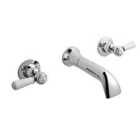 Hudson Reed White Topaz With Lever & Domed Collar 3 Tap Hole Wall Mounted Basin Mixer - Chrome
