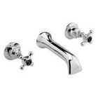 Hudson Reed Black Topaz With Crosshead 3 Tap Hole Wall Mounted Basin Mixer - Chrome