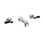 Hudson Reed Black Topaz With Lever & Domed Collar 3 Tap Hole Wall Mounted Basin Mixer - Chrome