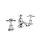 Hudson Reed White Topaz With Crosshead & Domed Collar 3 Tap Hole Basin Mixer - Chrome / White