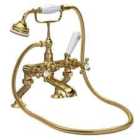 Hudson Reed Brass Topaz With Crosshead Deck Mounted Bath Shower Mixer - Brushed Brass