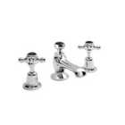 Hudson Reed Black Topaz With Crosshead & Domed Collar 3 Tap Hole Basin Mixer - Chrome / Black