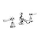 Hudson Reed White Topaz With Lever & Domed Collar 3 Tap Hole Basin Mixer - Chrome / White
