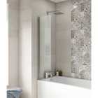 Nuie Pacific 350mm Fixed Bath Screen - Polished Chrome