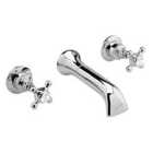 Hudson Reed White Topaz With Crosshead Wall Mounted Bath Spout & Stop Taps - Chrome / White