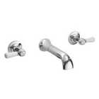 Hudson Reed White Topaz With Lever Wall Mounted Bath Spout & Stop Taps - Chrome / White