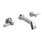 Hudson Reed White Topaz With Lever & Domed Collar Wall Mounted Bath Spout & Stop Taps - Chrome / White