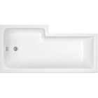 Nuie 1500mm Right Hand Square Shower Bath - White