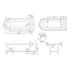 Hudson Reed Winterburn Freestanding Shower Bath With Corbel Leg Set (1700mm) - White