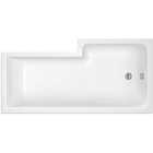 Nuie 1700mm Left Hand Square Shower Bath - White