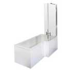 Nuie Right Hand Square Shower Bath Set - White