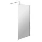 Nuie 900mm Wetroom Screen & Support Bar - Chrome