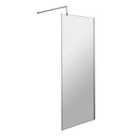 Nuie 700mm Wetroom Screen & Support Bar - Polished Chrome