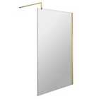 Nuie 1000mm Wetroom Screen With Support Bar - Brushed Brass