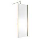 Nuie 760mm Outer Framed Wetroom Screen With Support Bar - Brushed Brass