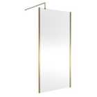 Nuie 1000mm Outer Framed Wetroom Screen With Support Bar - Brushed Brass