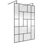 Hudson Reed 1400mm Abstract Frame Wetroom Screen With Support Bars - Matt Black