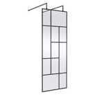 Hudson Reed 760mm Abstract Frame Wetroom Screen With Support Bars - Matt Black