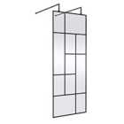 Hudson Reed 800mm Abstract Frame Wetroom Screen With Support Bars - Matt Black