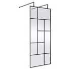 Hudson Reed 900mm Abstract Frame Wetroom Screen With Support Bars - Matt Black