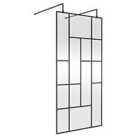 Hudson Reed 1000mm Abstract Frame Wetroom Screen With Support Bars - Matt Black