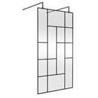 Hudson Reed 1100mm Abstract Frame Wetroom Screen With Support Bars - Matt Black