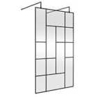 Hudson Reed 1200mm Abstract Frame Wetroom Screen With Support Bars - Matt Black