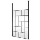 Hudson Reed 1400mm Abstract Frame Wetroom Screen With Ceiling Posts - Matt Black