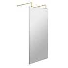 Hudson Reed 900mm Wetroom Screen With Arms And Feet - Brushed Brass
