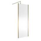 Hudson Reed 800mm Outer Framed Wetroom Screen With Support Bar - Brushed Brass