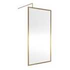 Nuie Full Outer Frame Wetroom Screen 1850x1000x8mm - Brushed Brass