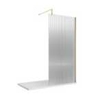 Nuie 900x1850 Fluted Wetroom Screen With Bar - Brushed Brass